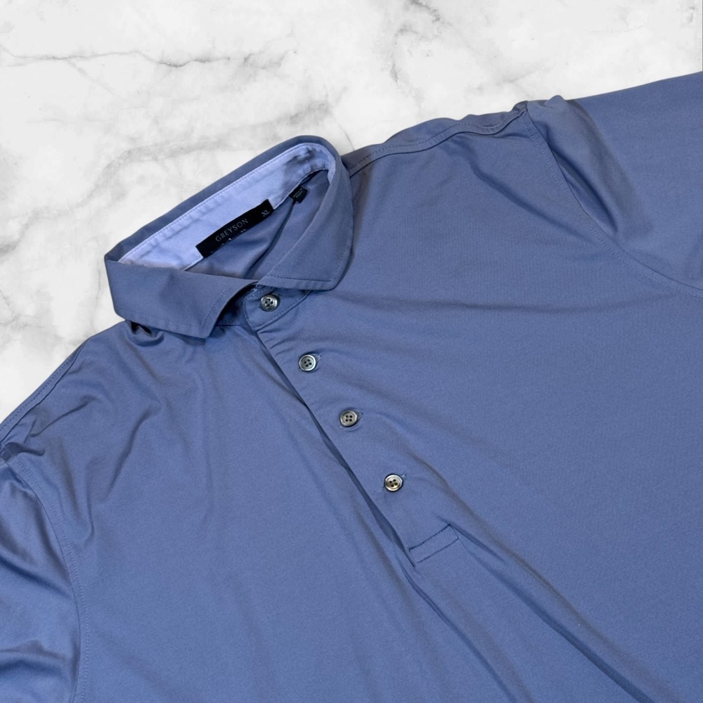 GREYSON Golf Polo Shirt Men XL Purple Performance Stretch Short Sleeve MCC Logo